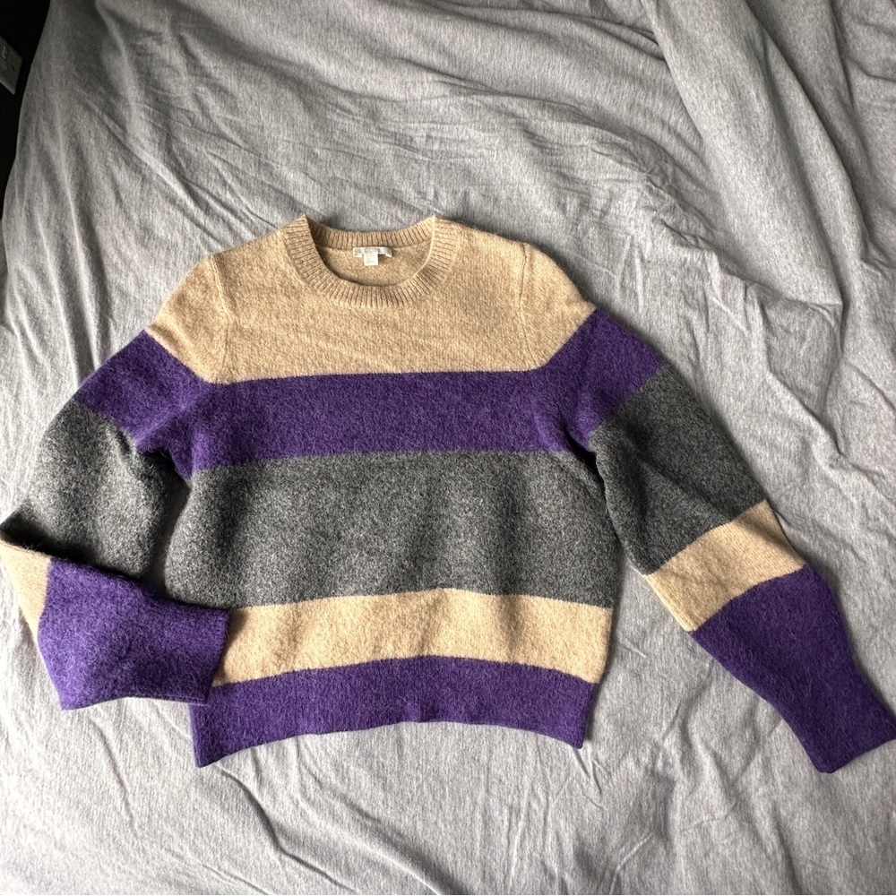 Cos Sweater alpaca yak hair purple grey striped S